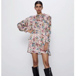 Zara Floral Print Ruffle Dress Size XS